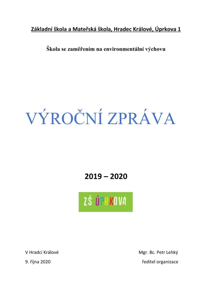 Výroční zpráva ZŠ Úprkova 2019-2020