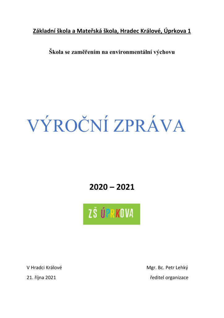 Výroční zpráva ZŠ Úprkova 2020-2021