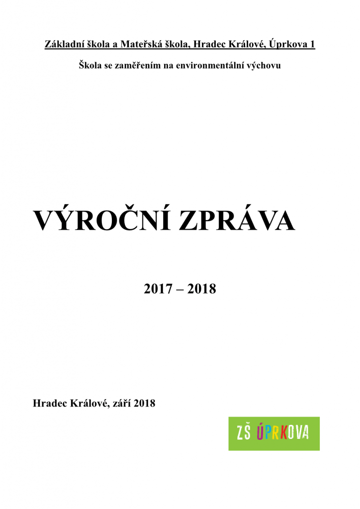 Výroční zpráva ZŠ Úprkova 2017-2018